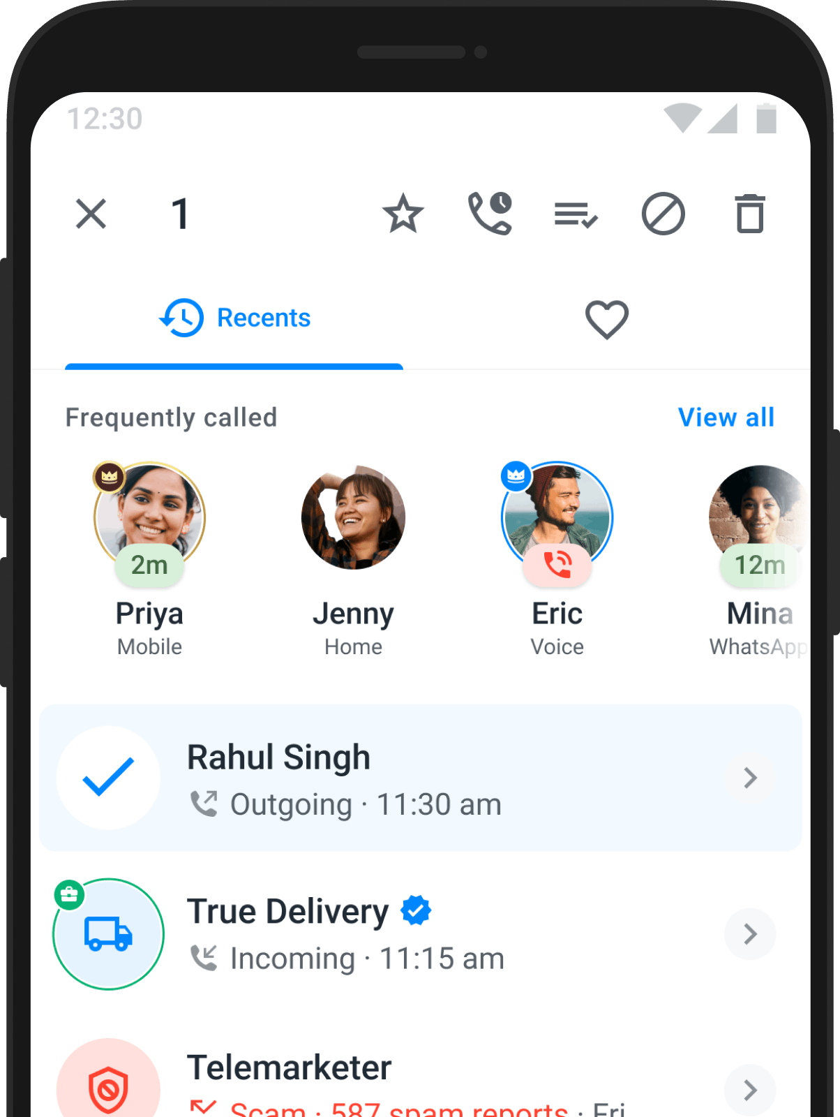 Truecaller Call History Screen