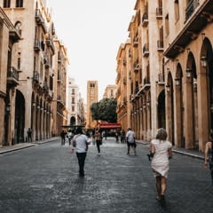 people walking down a street in Lebanon